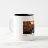 Grand Canyon National Park Retro Colorado, rivier Tweekleurige Koffiemok (Voorkant links)