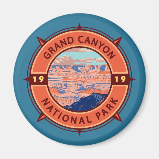 Grand Canyon National Park Retro Compass Embleem Magneet (Voorkant)
