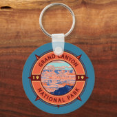 Grand Canyon National Park Retro Compass Embleem Sleutelhanger (Voorkant)