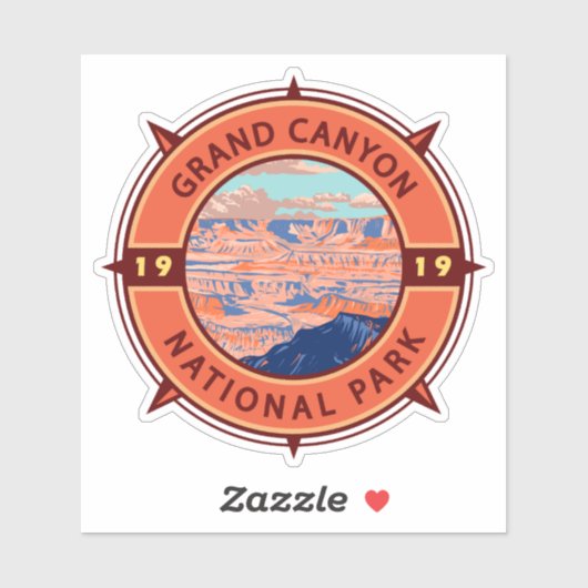 Grand Canyon National Park Retro Compass Embleem Sticker (Vel)