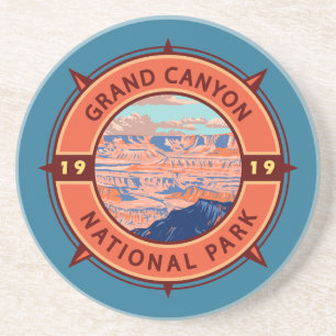 Grand Canyon National Park Retro Compass Embleem Zandsteen Onderzetter
