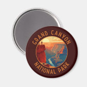 Grand Canyon National Park Retro Distress Circle Magneet (Voorkant / Achterkant)