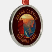 Grand Canyon National Park Retro Distress Circle Metalen Ornament (Rechts)