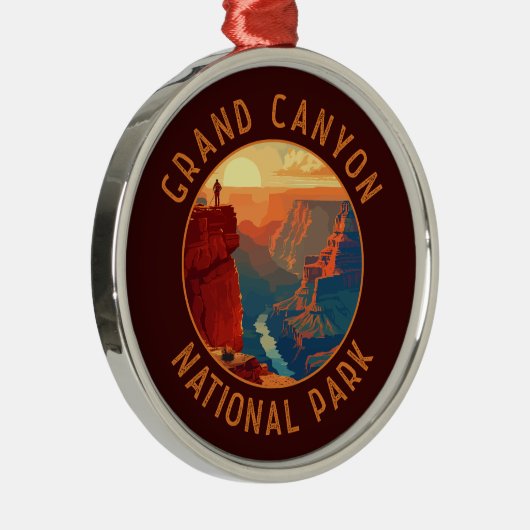 Grand Canyon National Park Retro Distress Circle Metalen Ornament (Rechts)