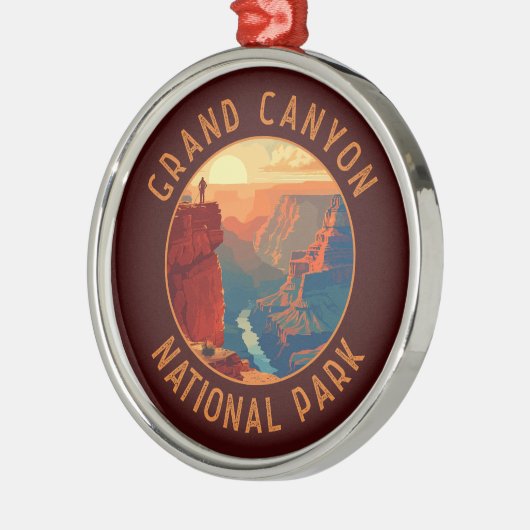 Grand Canyon National Park Retro Distress Circle Metalen Ornament (Links)