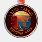 Grand Canyon National Park Retro Distress Circle Metalen Ornament (Voorkant)