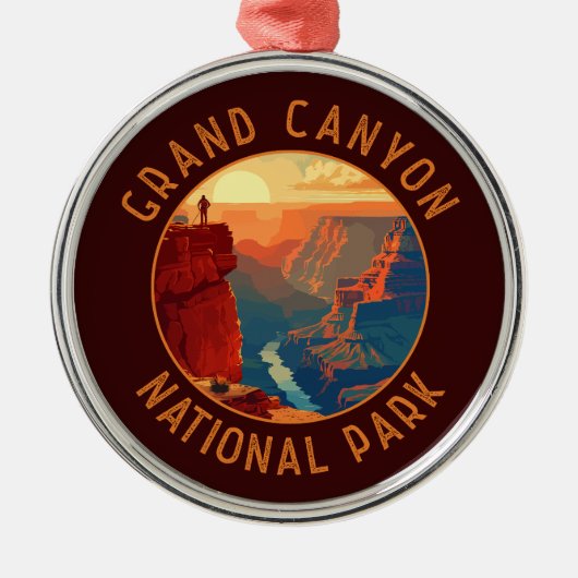 Grand Canyon National Park Retro Distress Circle Metalen Ornament (Voorkant)