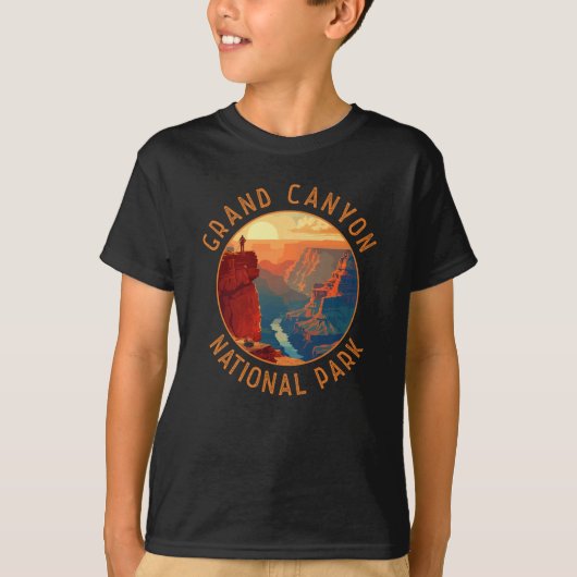 Grand Canyon National Park Retro Distress Circle T-shirt (Voorkant)