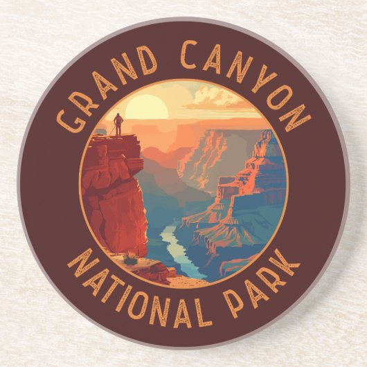 Grand Canyon National Park Retro Distress Circle Zandsteen Onderzetter (Voorkant)