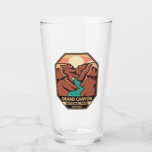 Grand Canyon National Park Retro Emblem Glas (Voorkant)