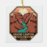 Grand Canyon National Park Retro Emblem Keramisch Ornament<br><div class="desc">Groot ontwerp van vectorillustraties Canyon. Het park is het huis van een groot deel van de immense Grand Canyon,  met zijn gelaagde banden van rode rots die miljoenen jaren van geologische geschiedenis onthullen.</div>