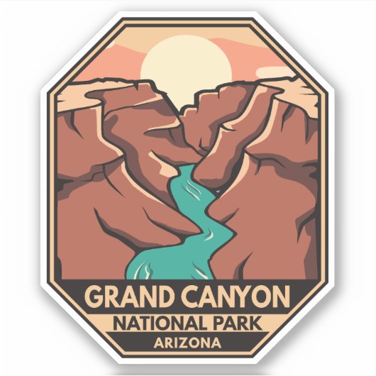 Grand Canyon National Park Retro Emblem Sticker (Voorkant)