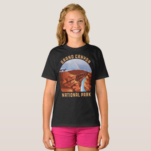 Grand Canyon National Park retro North rim Arizona T-shirt (Voorkant volledig)