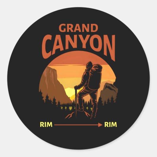 Grand Canyon National Park Rim Wandelen Ronde Sticker (Voorkant)