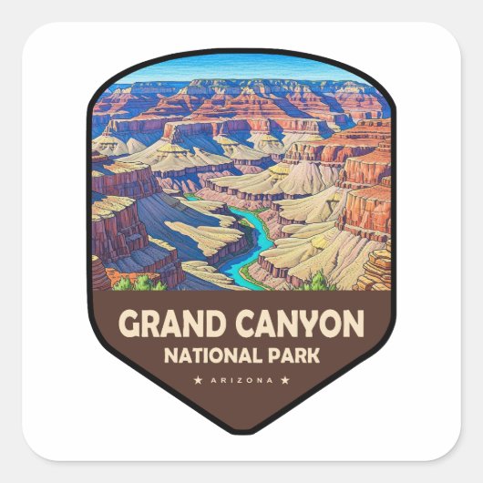 Grand Canyon National Park Shield Vierkante Sticker (Voorkant)