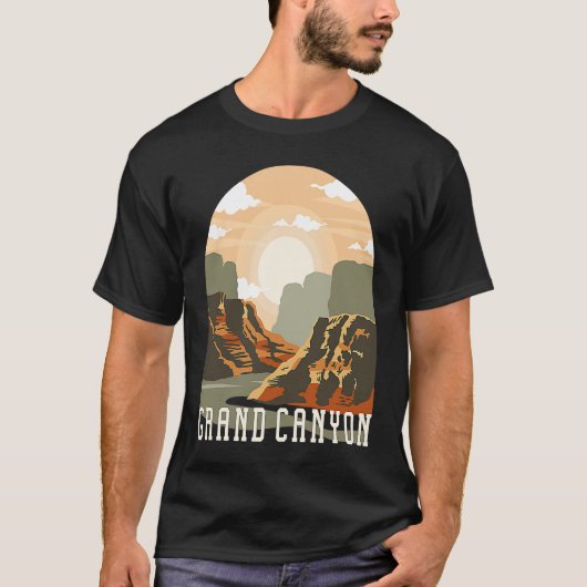 Grand Canyon National Park Skyline Silhouette Outl T-shirt (Voorkant)