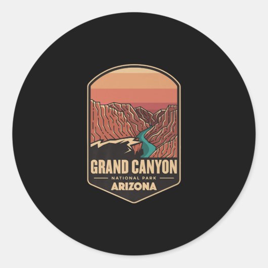 Grand Canyon National Park Travel Hiking Logo Ronde Sticker (Voorkant)