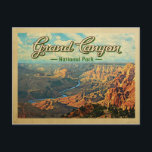 Grand Canyon National Park Vintage Travel Briefkaart<br><div class="desc">Vintage reisstijl Grand Canyon National Park afbeelding met de grote kanjons,  met de Colorado-rivier die door de wolk heen slingert en een blauwe wolkenhemel.</div>