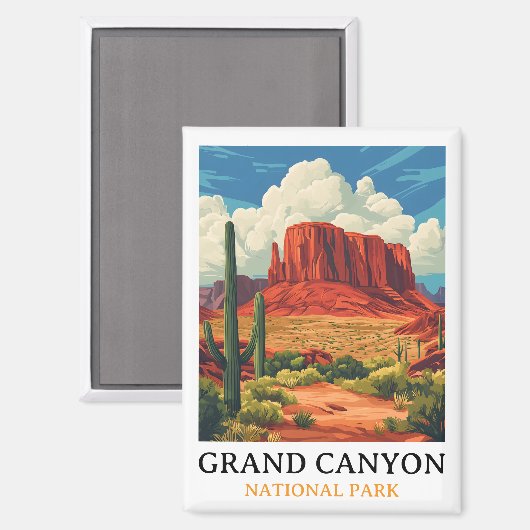 Grand Canyon National Park Vintage Travel Magneet (Voorkant / Achterkant)