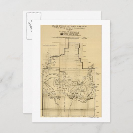 Grand Canyon National ParkPanoramic Map Briefkaart (Voorkant / Achterkant)