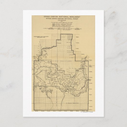 Grand Canyon National ParkPanoramic Map Briefkaart (Voorkant)