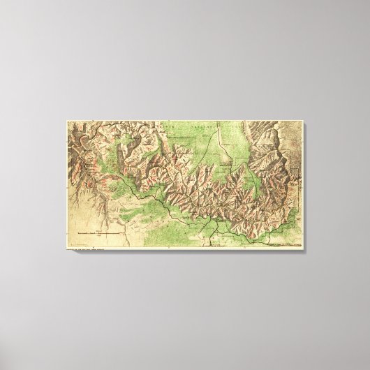 Grand Canyon National ParkPanoramic Map Canvas Afdruk (Voorkant)