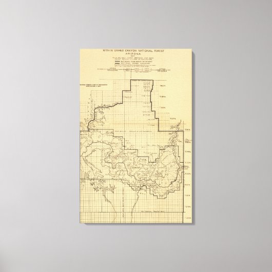 Grand Canyon National ParkPanoramic Map Canvas Afdruk (Voorkant)
