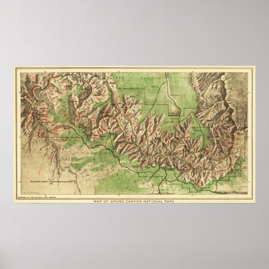 Grand Canyon National ParkPanoramic Map Poster (Voorkant)