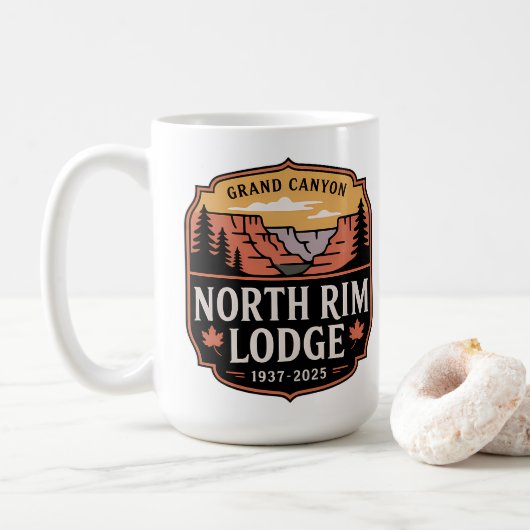 Grand Canyon North Rim Lodge 1937–2025 Herdenkings Koffiemok (Met donut)