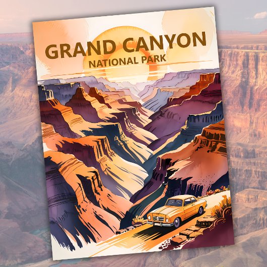 Grand Canyon Pastel Waterverf  roadtrip Briefkaart