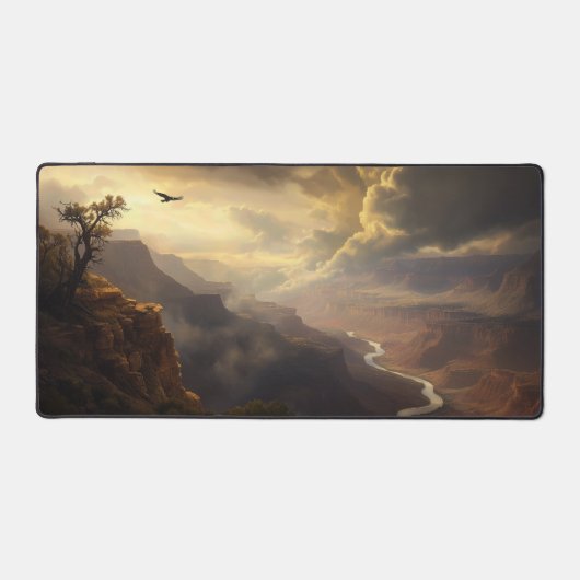 Grand Canyon Radiance: stijgende vogel- en goudglo Bureaumat (Voorkant)