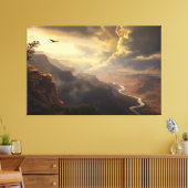 Grand Canyon Radiance: stijgende vogel- en goudglo Canvas Afdruk (Insitu (Woonkamer))