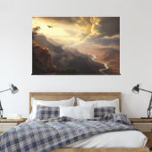 Grand Canyon Radiance: stijgende vogel- en goudglo Canvas Afdruk (Insitu (Slaapkamer))