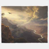 Grand Canyon Radiance: stijgende vogel- en goudglo Fleece Deken (Voorkant (Horizontaal))