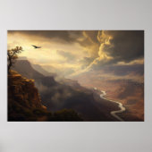 Grand Canyon Radiance: stijgende vogel- en goudglo Poster (Voorkant)