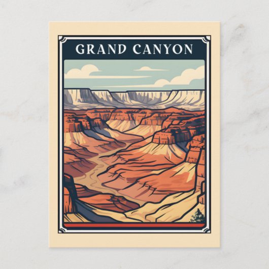 Grand Canyon Retro National Park Souvenir Briefkaart (Voorkant)