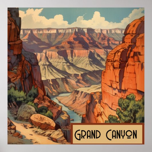 Grand Canyon Retro Reisontwerp Poster (Voorkant)
