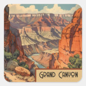 Grand Canyon Retro Reisontwerp Vierkante Sticker (Voorkant)