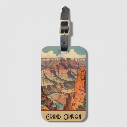 Grand Canyon Retro Travel Design Bagagelabel (Voorkant (verticaal))