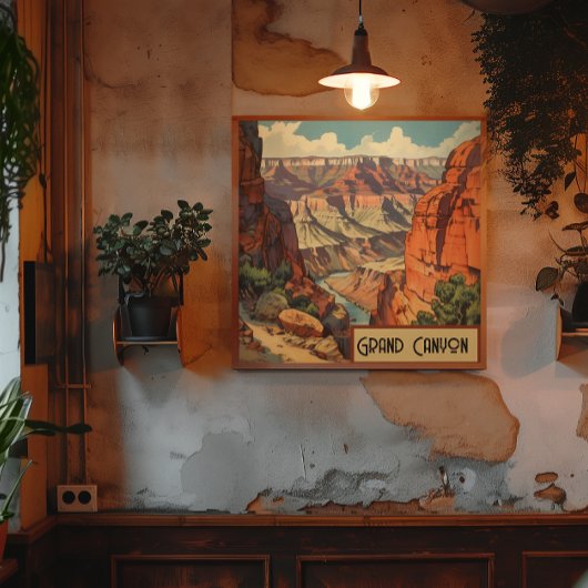 Grand Canyon Retro Travel Design Canvas Afdruk