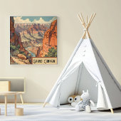 Grand Canyon Retro Travel Design Canvas Afdruk