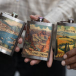Grand Canyon Retro Travel Design Flacon<br><div class="desc">Neem de sfeer van de Grand Canyon waar u ook gaat met deze slanke roestvrijstalen kolf met een gedurfde illustratie van het iconische Amerikaanse oriëntatiepunt. Perfect voor reizigers, wandelaars, kampeerders of iedereen met een liefde voor het buitenleven, het is een stijlvolle en praktische manier om uw favoriete drankje te dragen....</div>