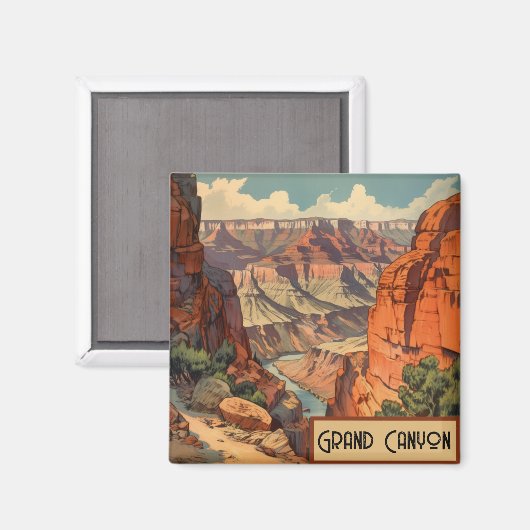 Grand Canyon Retro Travel Design Magneet (Voorkant / Achterkant)