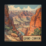 Grand Canyon Retro Travel Design Magneet<br><div class="desc">Breng de ontzagwekkende schoonheid van de Grand Canyon in uw huis of werkruimte met deze verbluffende magneet. Met een rijk gekleurde illustratie van de gelaagde kliffen en woestijntinten van de canyon, legt het de tijdloze grandeur vast van een van de grootste wonderen van de natuur. Perfect voor het decoreren van...</div>