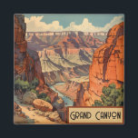 Grand Canyon Retro Travel Design Magneet<br><div class="desc">Breng de ontzagwekkende schoonheid van de Grand Canyon in uw huis of werkruimte met deze verbluffende magneet. Met een rijk gekleurde illustratie van de gelaagde kliffen en woestijntinten van de canyon, legt het de tijdloze grandeur vast van een van de grootste wonderen van de natuur. Perfect voor het decoreren van...</div>