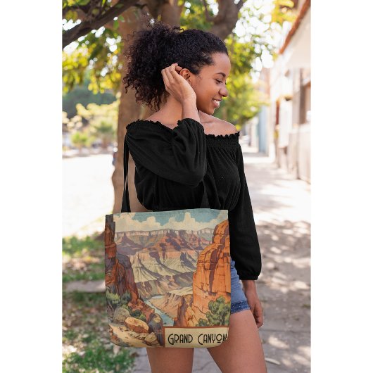 Grand Canyon Retro Travel Design Tote Bag