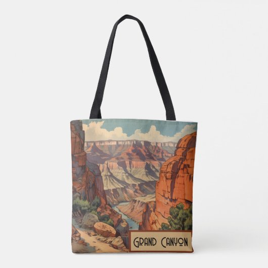 Grand Canyon Retro Travel Design Tote Bag (Achterkant)