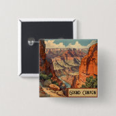 Grand Canyon Retro Travel Design Vierkante Button 5,1 Cm (Voorkant /achterkant)