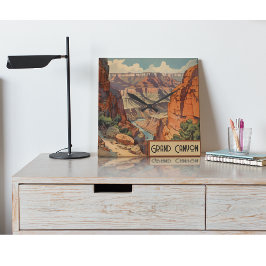 Grand Canyon Retro Travel Design Vierkante Klok