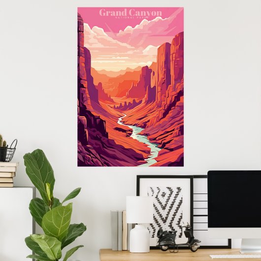 Grand Canyon Retro Vintage Poster (Thuiskantoor)